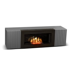 Тумба под ТВ с биокамином SteelHeat IMOLA IMPULSE 140 см (корпус Графит / фасады Гротто Гранит)