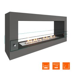 Биокамин SteelHeat FRAME ONE 1000 серый