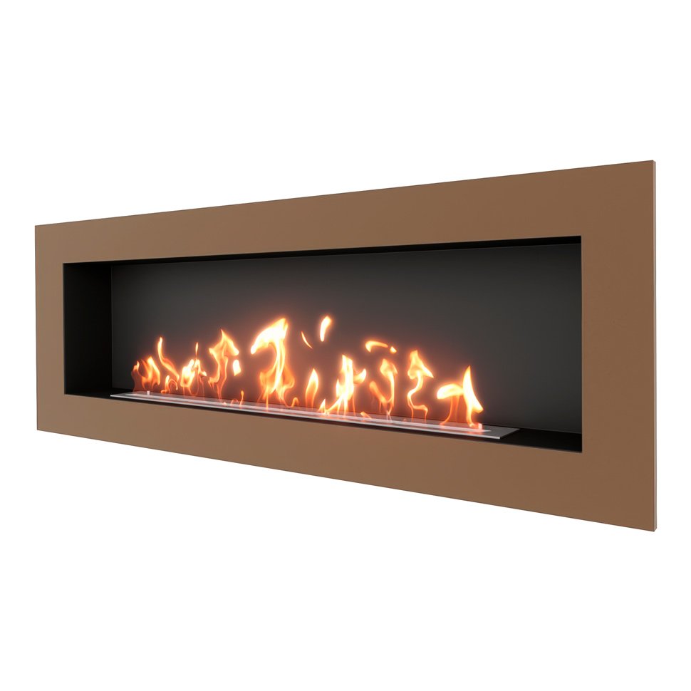 Биокамин встраиваемый SteelHeat GRAND 1800 с рамкой цвет бронза