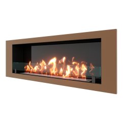 Биокамин встраиваемый SteelHeat LONG 1500 с рамкой цвет бронза