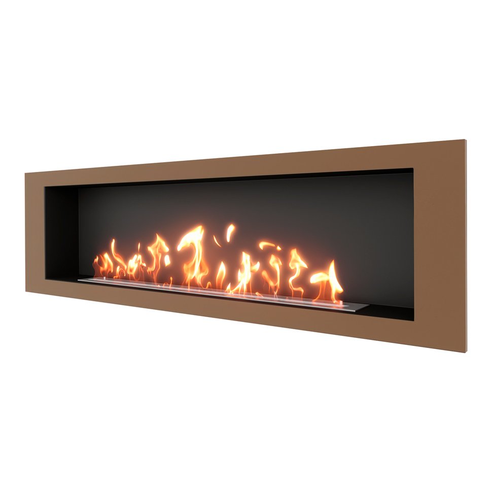 Биокамин встраиваемый SteelHeat LONG 1800 с рамкой цвет бронза
